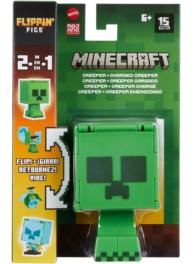 Mattel Games Mattel Minecraft Flippin’ Figs Figures Collection with 2-in-1 Fidget Play, 3.75-in Scale, Large Heads & Pixelated Design (Characters May Vary)  - Image 1