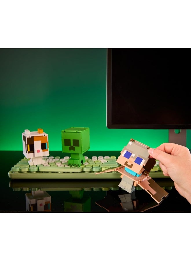 Mattel Minecraft Flippin’ Figs Figures Collection with 2-in-1 Fidget Play, 3.75-in Scale, Large Heads & Pixelated Design (Characters May Vary)