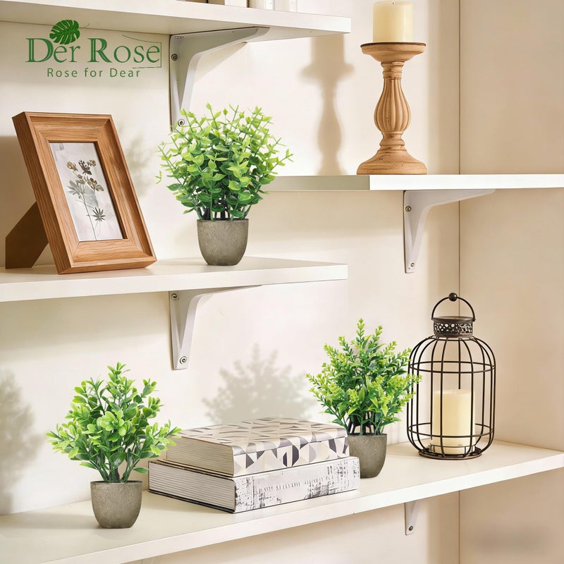 Der Rose 4 Pack Mini Artificial Plants Indoor in Pots Mixed Fake Plants Greenery Set for Bathroom Decor Shelf Counter Styling Office Desk Farmhouse Room Decor - Image 2
