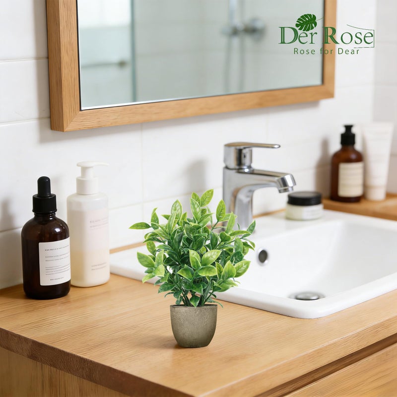 Der Rose 4 Pack Mini Artificial Plants Indoor in Pots Mixed Fake Plants Greenery Set for Bathroom Decor Shelf Counter Styling Office Desk Farmhouse Room Decor - Image 5