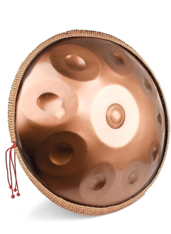 Megarya 22-Inch Professional Steel Tongue Drum Handpan in D Minor (9 Notes, 432Hz) Includes Soft Bag,2 Mallets, Stand,Cleaning Cloth,Belt–Elegant Gold Finish for Meditation.-Gold  - Image 2