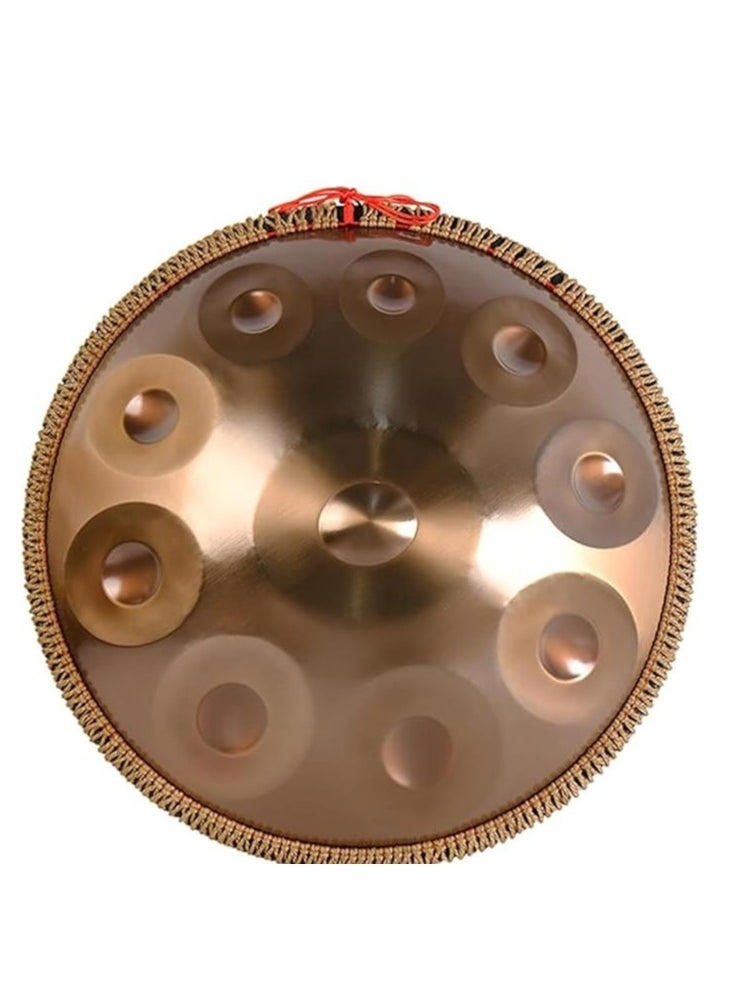 Megarya 22-Inch Professional Steel Tongue Drum Handpan in D Minor (9 Notes, 432Hz) Includes Soft Bag,2 Mallets, Stand,Cleaning Cloth,Belt–Elegant Gold Finish for Meditation.-Gold  - Image 3