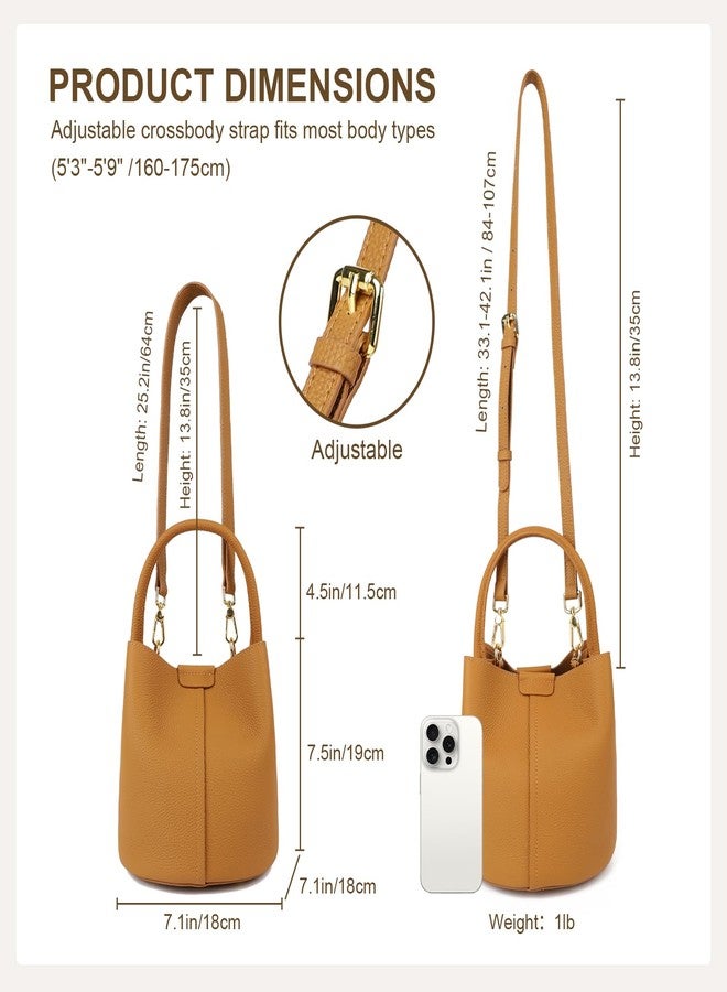 MoreFarther Bucket Bags for Women, Genuine Leather Crossbody Bags, Top-handle purses with an Adjustable Strap, White - Image 2
