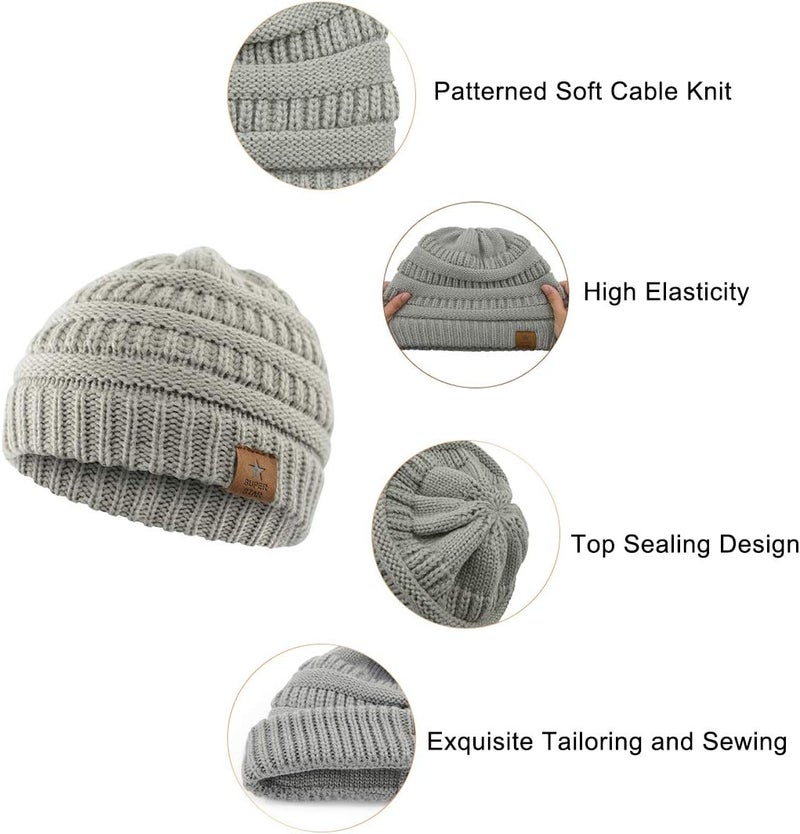 Durio Unisex Baby Beanie - Soft & Warm Knit Toddler Winter Hat, Stretchy Cap Fit for Infant to Toddler Girl Boy (6-36 Months) - Image 2