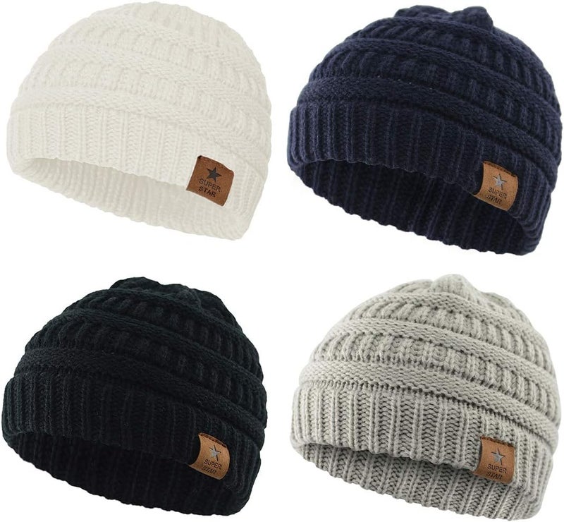 Durio Unisex Baby Beanie - Soft & Warm Knit Toddler Winter Hat, Stretchy Cap Fit for Infant to Toddler Girl Boy (6-36 Months) - Image 1