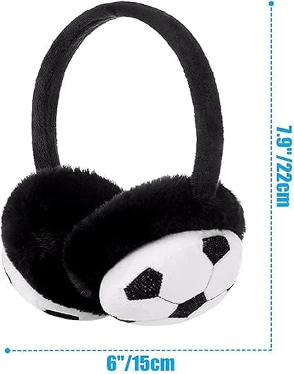CLOTHERA Kid's Football Winter Warm Earmuffs (pack of 1) (Black and White) - Image 5