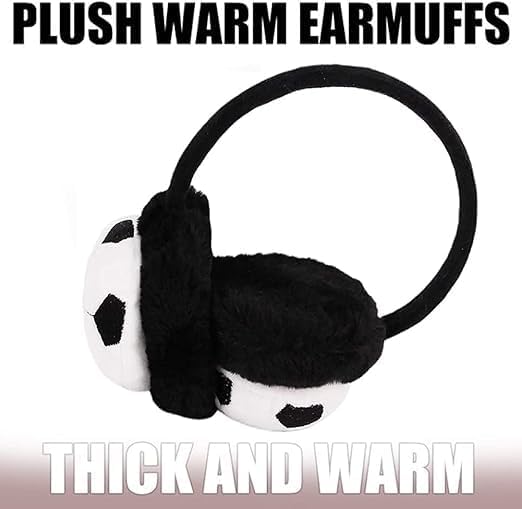 CLOTHERA Kid's Football Winter Warm Earmuffs (pack of 1) (Black and White) - Image 2