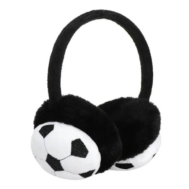 CLOTHERA Kid's Football Winter Warm Earmuffs (pack of 1) (Black and White) - Image 1