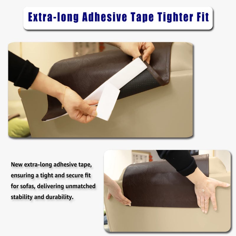 AmazeCov Non Slip Headrest Cover for Furniture Slipcovers,Faux Leather Headrest Protector for Recline Chair Vinyl Head Protector for Sofa,Theater Seat Cover for Home & Office 17x27 in, Chocolate - Image 5