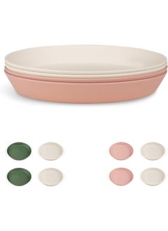 Unbreakable Plates Set Of 4, 100% Organic, Reusable, Biodegradable, Environment Friendly, And UnbreakablePink/Cream