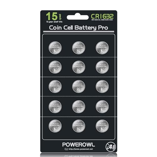 POWEROWL High Capacity CR1632 Battery (15-Pack) CR 1632 3v Lithium Batteries, 10 Years Leak-Free - Image 1