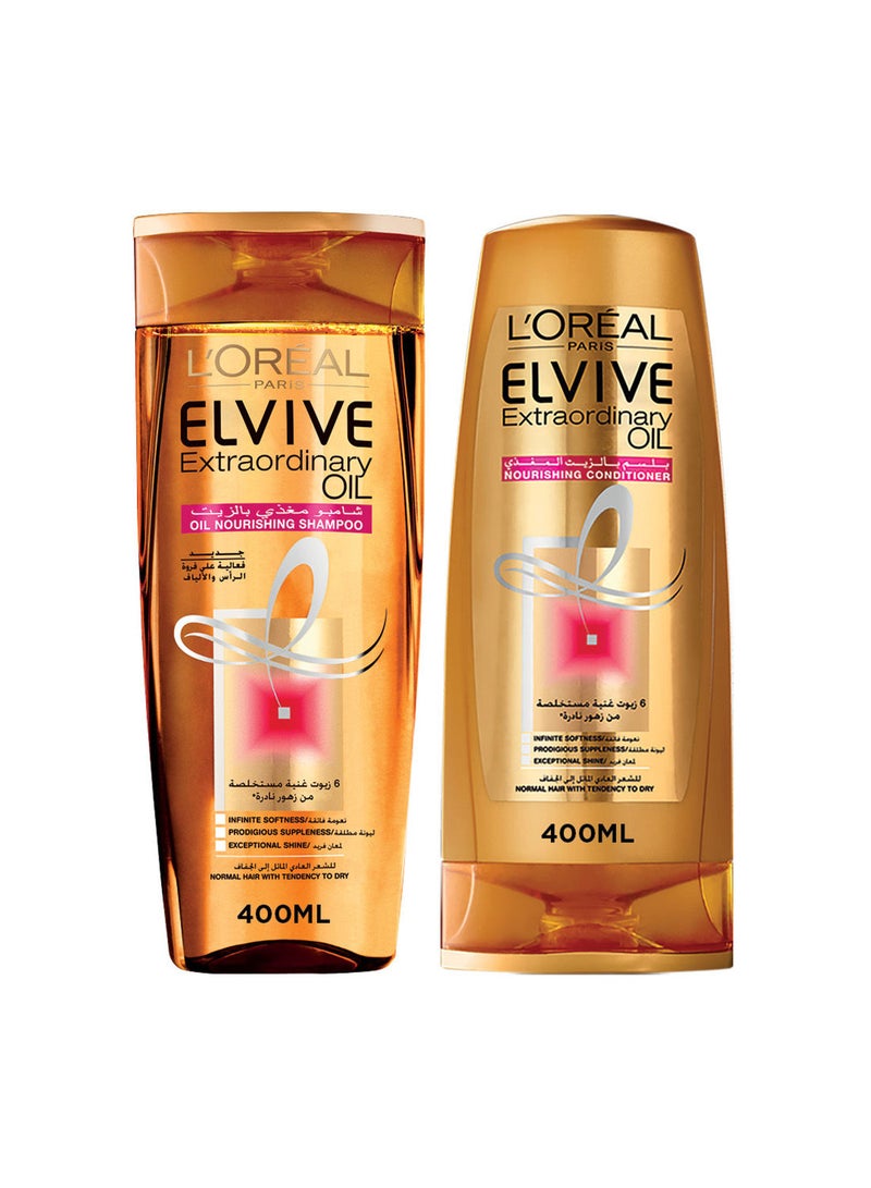L'OREAL PARIS شامبو وزيت إلفيف الاستثنائي 400 مل وبلسم 400 مل حزمة مزدوجة - Image 2