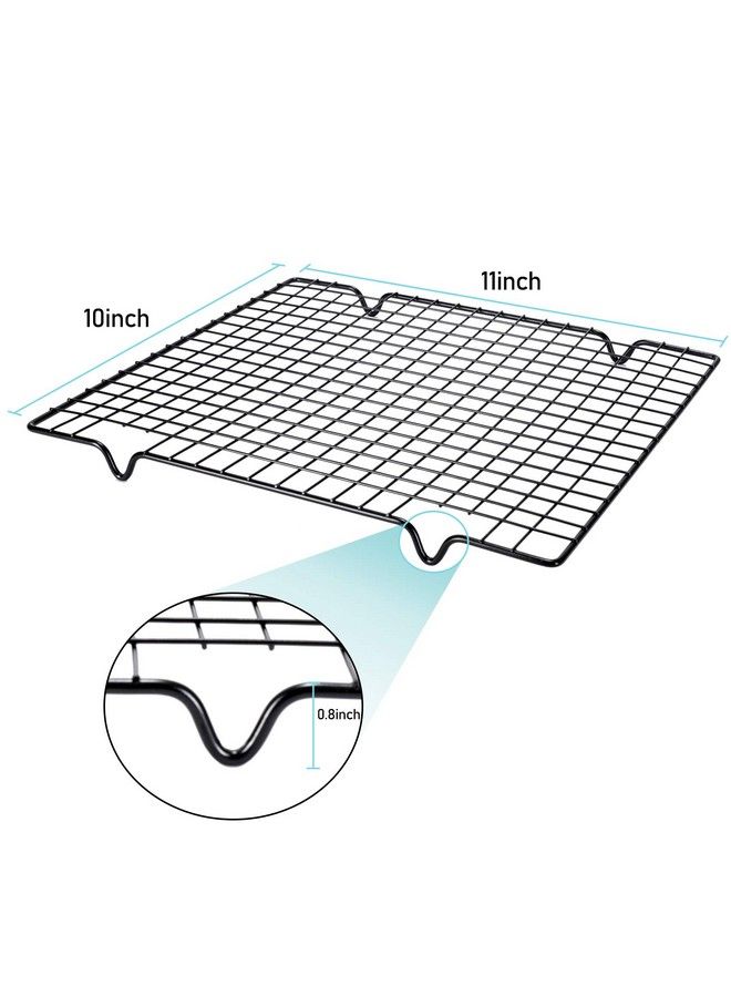 Lamoutor 2Pcs Metal Kitchen Cooling Rack Baking Cooling Rack Square Wire Cooling Rack For Cake And Meat 10 X 11 Inches (Black) - Image 3