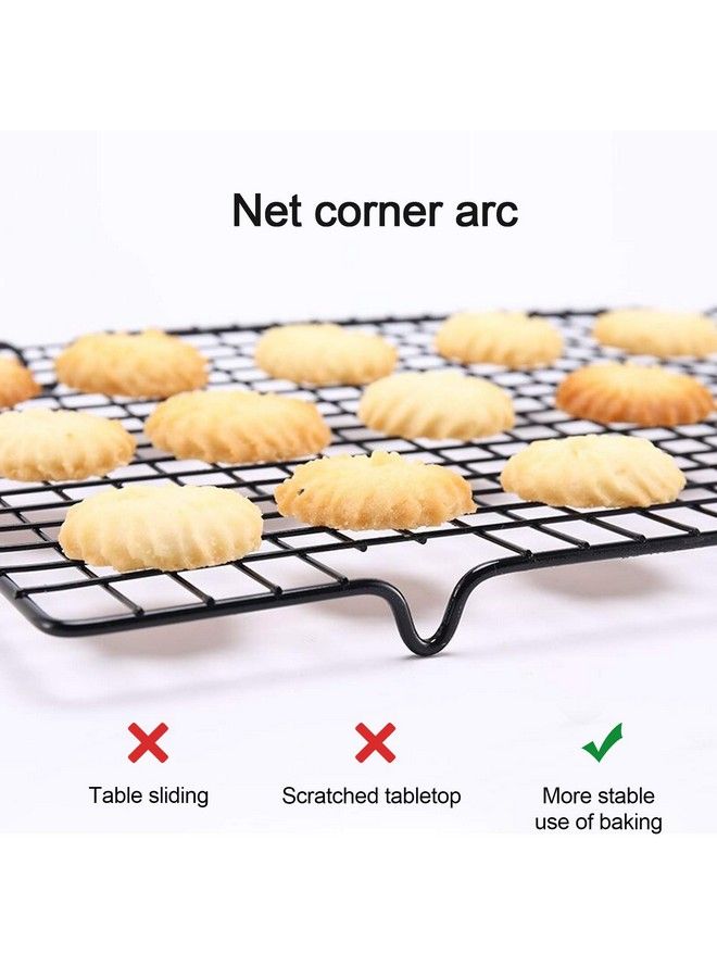 Lamoutor 2Pcs Metal Kitchen Cooling Rack Baking Cooling Rack Square Wire Cooling Rack For Cake And Meat 10 X 11 Inches (Black) - Image 5