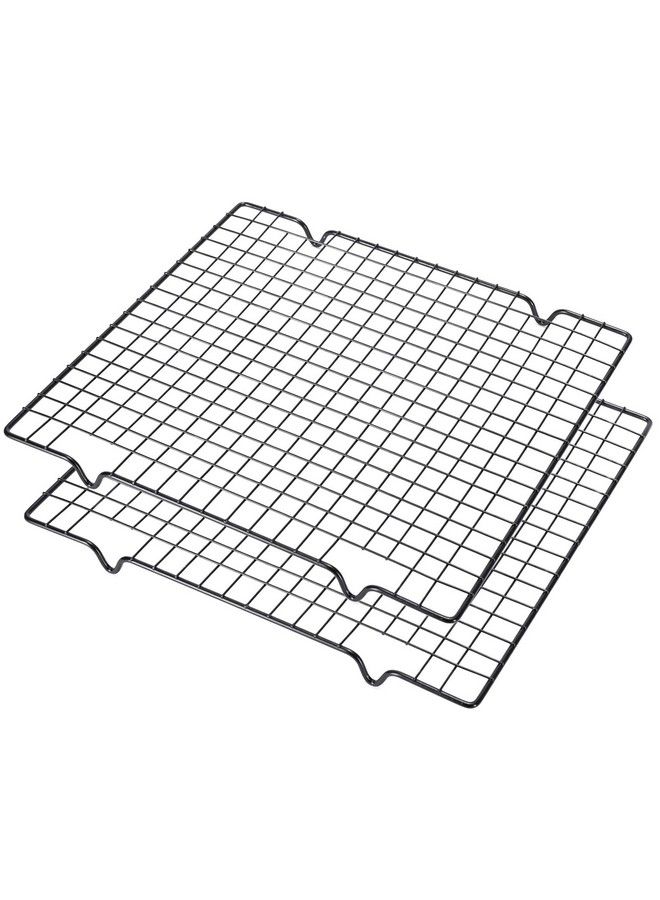 Lamoutor 2Pcs Metal Kitchen Cooling Rack Baking Cooling Rack Square Wire Cooling Rack For Cake And Meat 10 X 11 Inches (Black) - Image 2