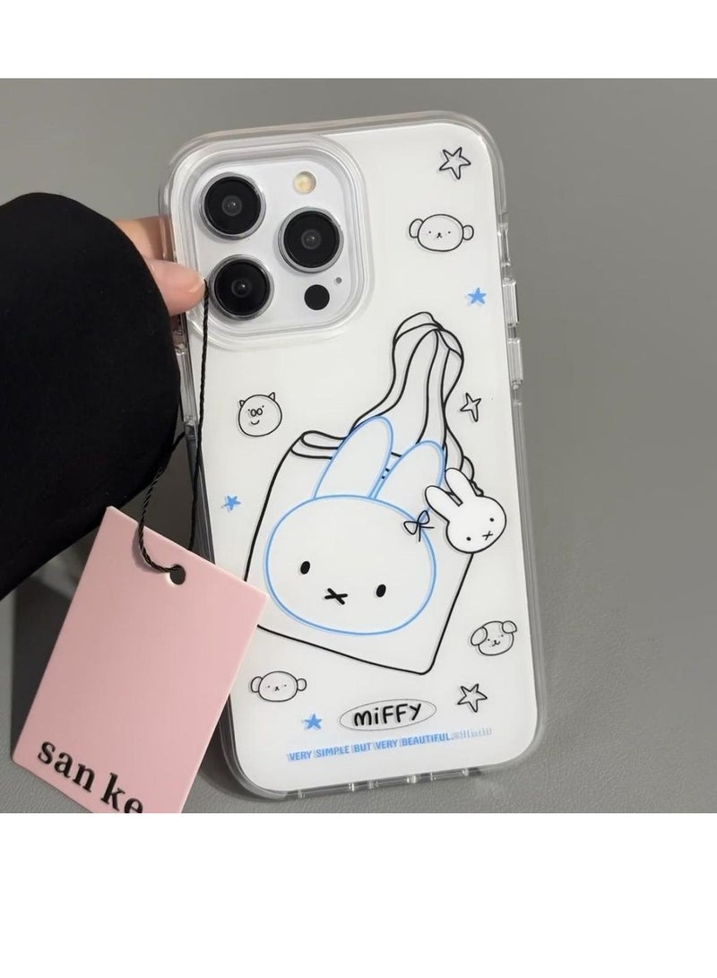 NIBEMINENT White Background Bag Mimi Rabbit Protective TPU Case Cover For iPhone 16