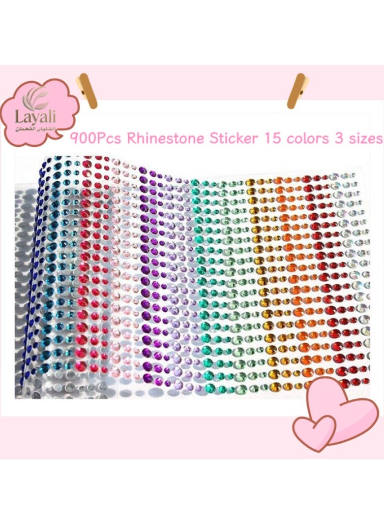 Layali Crystal Rhinestone Stickers 15 Colors Kids DIY Embellishment Self Adhesive Jewels Sticker Colorful Diamond - Image 1