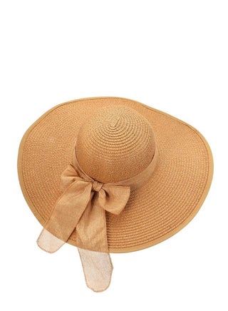 Generic Womens Big Bowknot Straw Hat Large Floppy Foldable Roll up