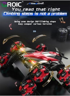 GROIC RC Stunt Car Toys, 8 Wheels 2.4Ghz Rc Stunt Car Toys, RC Car with Light & Music & Spray,  8WD Double-Sided 360° Rotating, Racing Drift Car, Cool 8 Wheels Stunt Car Birthday Gifts Ideas for Kids  - Image 5