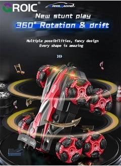 GROIC RC Stunt Car Toys, 8 Wheels 2.4Ghz Rc Stunt Car Toys, RC Car with Light & Music & Spray,  8WD Double-Sided 360° Rotating, Racing Drift Car, Cool 8 Wheels Stunt Car Birthday Gifts Ideas for Kids  - Image 3