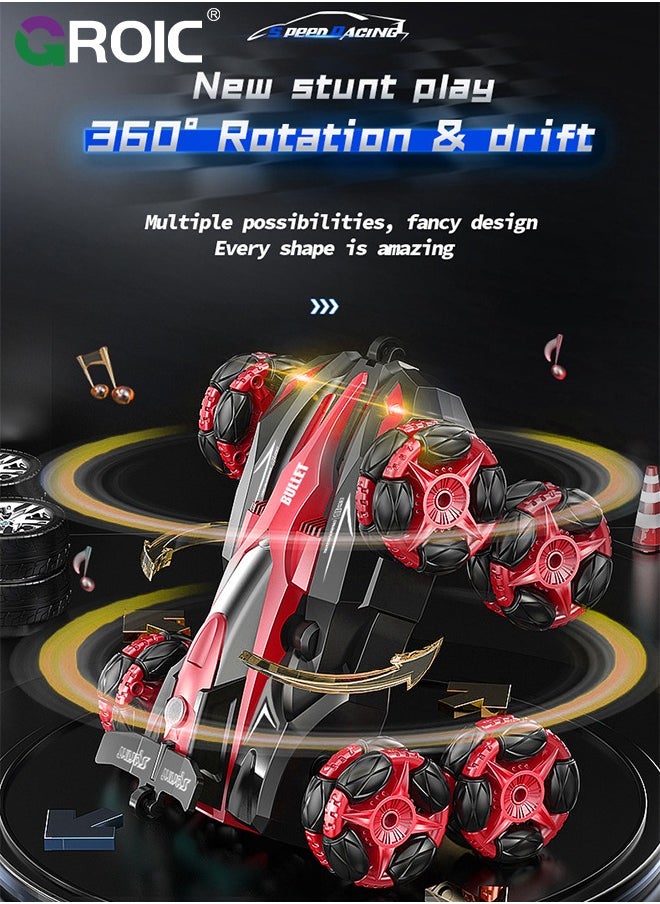 GROIC RC Stunt Car Toys, 8 Wheels 2.4Ghz Rc Stunt Car Toys, RC Car with Light & Music & Spray,  8WD Double-Sided 360° Rotating, Racing Drift Car, Cool 8 Wheels Stunt Car Birthday Gifts Ideas for Kids  - Image 3