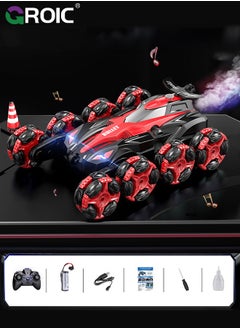 GROIC RC Stunt Car Toys, 8 Wheels 2.4Ghz Rc Stunt Car Toys, RC Car with Light & Music & Spray,  8WD Double-Sided 360° Rotating, Racing Drift Car, Cool 8 Wheels Stunt Car Birthday Gifts Ideas for Kids  - Image 1