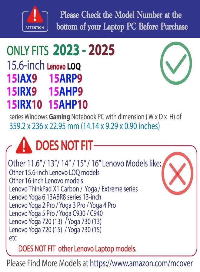 mCover Case ONLY Compatible for 2023-2025 15.6" Lenovo LOQ 15IAX9 15ARP9 15IRX9 15AHP9 15IRX10 15AHP10 Series Windows Computers (NOT for Other Lenovo Models)- Pink - Image 3