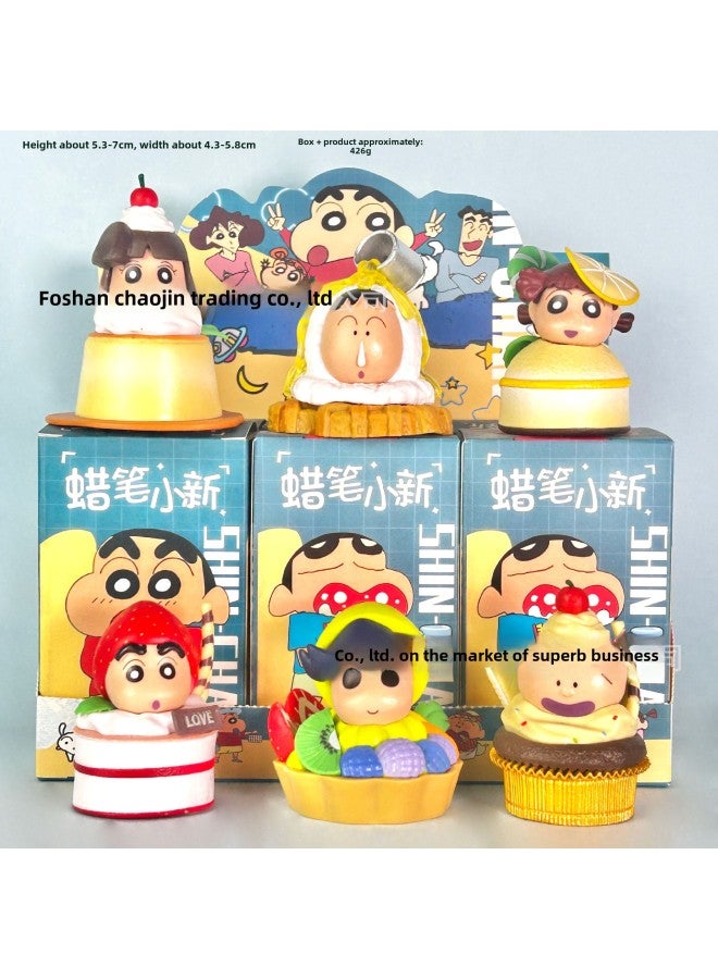 Crayon Shin Daily Series Doll Handmade Animation Peripheral Car Decoration Desktop Ornaments Gashapon-Color:Boxed: 6 Types Of Desserts Xiaoxin