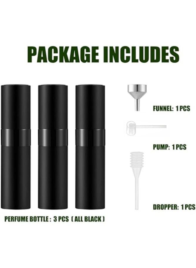 Fasola 3 PCS Atomizer Perfume Dispenser, Portable Refillable Perfume Spray Bottle, Mini Travel Perfume Atomizer for Purse, Leak-Proof Sprayer, 8ml Capacity(Black) - Image 2