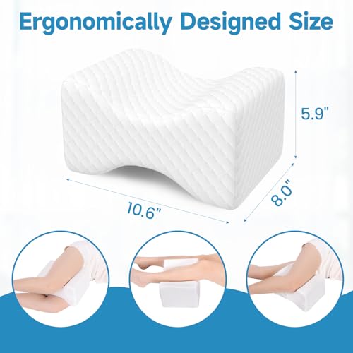TranquilRelax Knee Pillow for Side Sleepers, Leg Pillow for Side Sleeping, Smooth Pillow for Spine Aligning, Comfortable Memory Foam Pillow for Hip, Back, Sciatica, Knee, Joints Pain (White) - Image 2