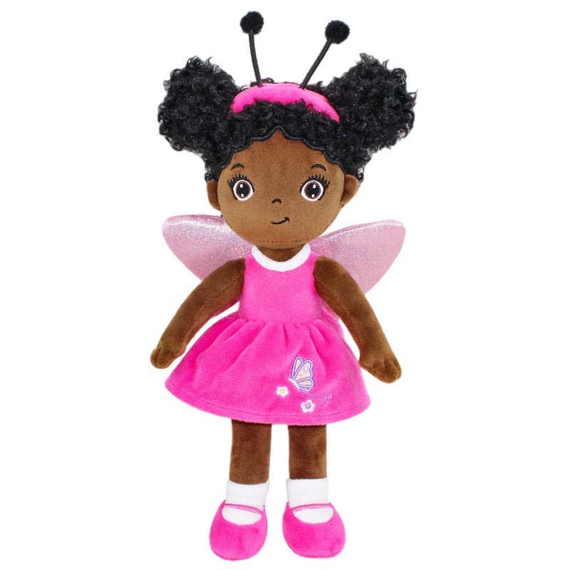 JUSTQUNSEEN Black Baby DollBlacks Dolls African American Stuffed Toy12 Rag Dolls for Girls Soft GiftsBrown Doll Fairy Baby Toy Plush Toys for Christmas Birthday PartySmallBlack Butterfly - Image 2