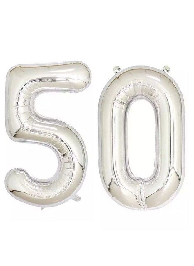 MAGJUCHE - 40Inch Silver Foil 50 Helium Jumbo Digital Number Balloons 50Th Birthday Decoration For Women Or Men 50 Year Old Birthday Party Supplies - Image 1