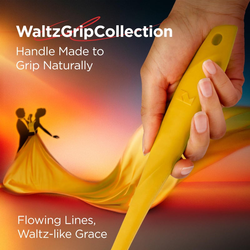 Kitchen Mama WaltzGrip Platinum Silicone Pancake Spatula Turner: Heat-Resistant, Slotted Tapered Head, Stainless Steel Core, Durable, Dishwasher-Safe, Ideal for Flipping and Wok Use (Yellow) - Image 2