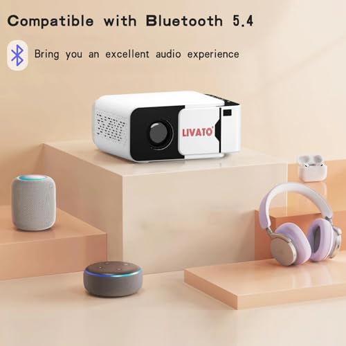 Livato T5 Mini Upgraded Android 13 Full HD Support Native 720P 5000 Lumens Auto Keystone WiFi & Bluetooth 6, Miracast, Built-in Speaker 1 Year Warrenty (White) - Image 4