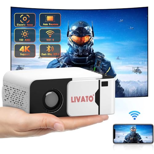 Livato T5 Mini Upgraded Android 13 Full HD Support Native 720P 5000 Lumens Auto Keystone WiFi & Bluetooth 6, Miracast, Built-in Speaker 1 Year Warrenty (White) - Image 5