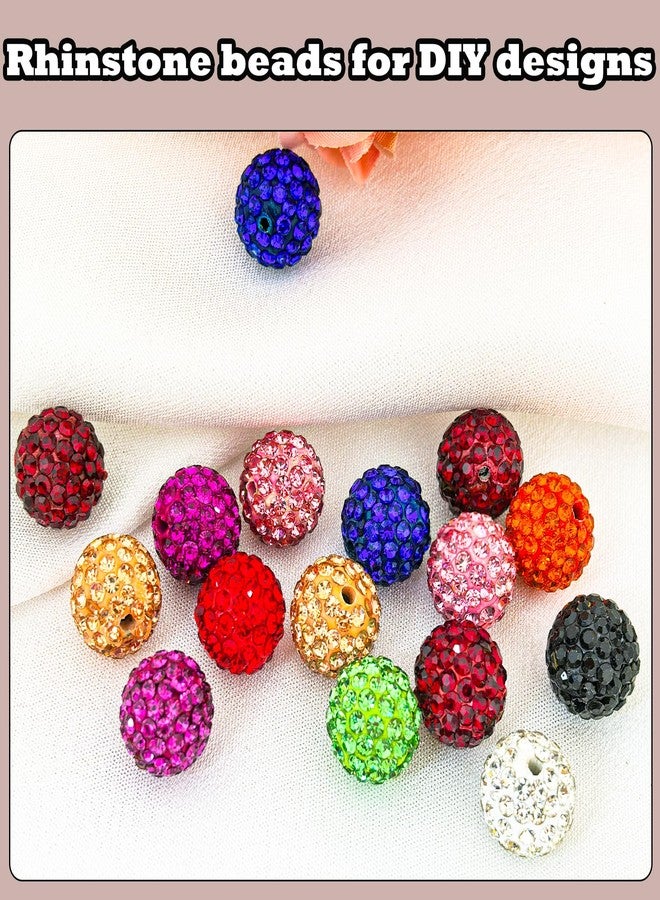 PAMIR TONG 12mm Assorted Color Clay Rhinestone Beads - 58pcs Sparkly Pave Disco Ball Round Diamond Bling Loose Spacer Beads for Jewelry Making, Bracelets, Necklaces, DIY Designs and Craft Projects - Image 3