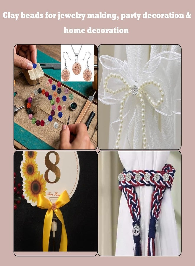 PAMIR TONG 12mm Assorted Color Clay Rhinestone Beads - 58pcs Sparkly Pave Disco Ball Round Diamond Bling Loose Spacer Beads for Jewelry Making, Bracelets, Necklaces, DIY Designs and Craft Projects - Image 5