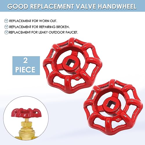 NGeGe 2pcs Replacement Gate Valve Handwheel,Round Wheel Valve Handle Replacement,for 1" Gate Valves, Outer Diameter 59mm (Square Hole 6.5x6.5mm) - Image 2