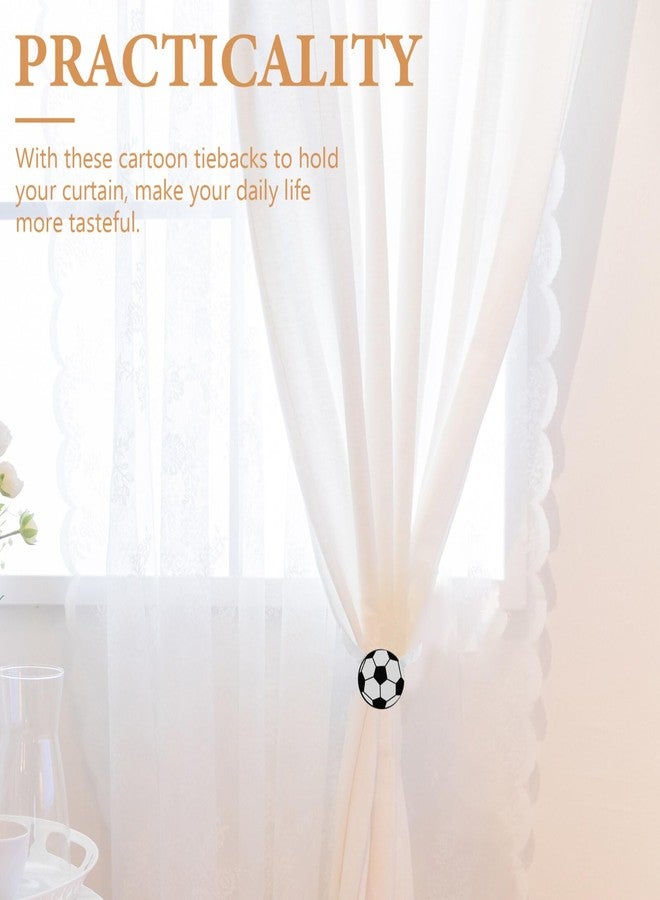 IMIKEYA Curtain Ties 2pcs Football Curtain Tiebacks Soccer Curtain Holdback Magnetic Curtain Pull Back Decorative Rope Drapery Tie Backs Sport Curtain Buckle for Boy Girl Nursery Room - Image 3