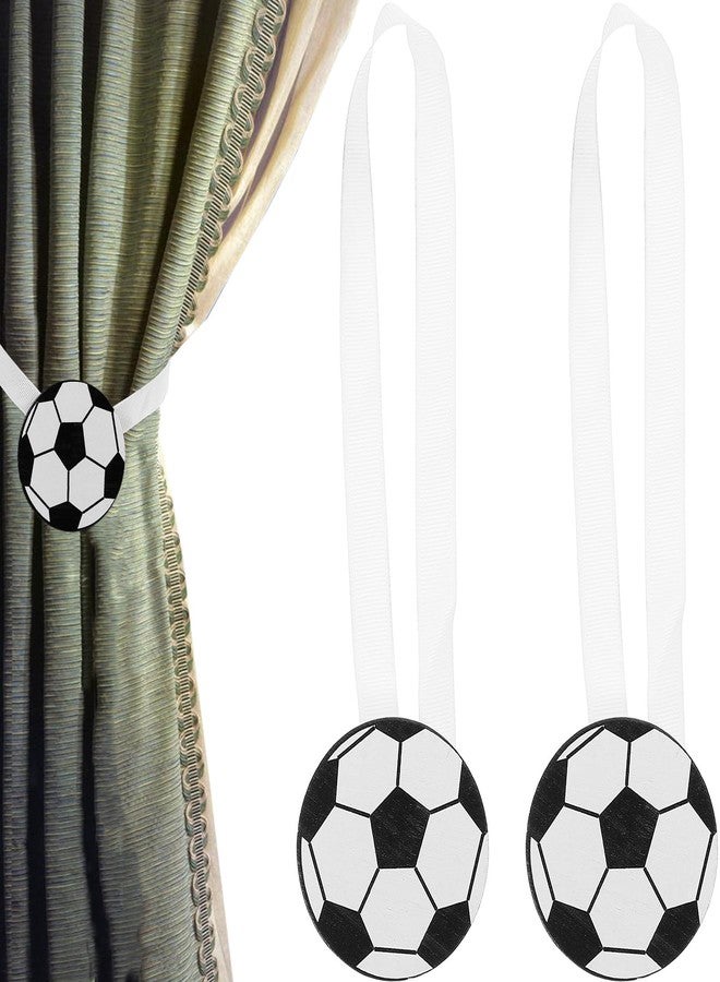 IMIKEYA Curtain Ties 2pcs Football Curtain Tiebacks Soccer Curtain Holdback Magnetic Curtain Pull Back Decorative Rope Drapery Tie Backs Sport Curtain Buckle for Boy Girl Nursery Room - Image 1
