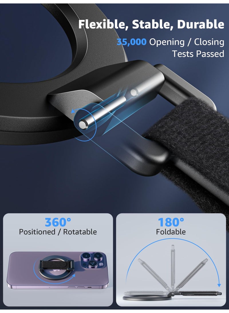 نيكور مقبض وحامل هاتف MagSafe مع حلقة للإصبع - حامل مغناطيسي قابل للفصل يعمل كمسند - متوافق مع سلسلة iPhone 17/16/15/14/13/12 - لون أسود - Image 5