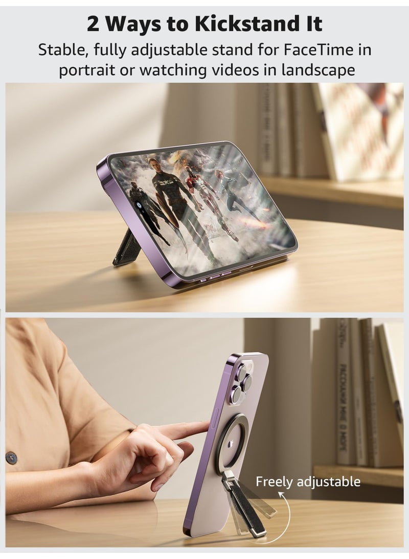 نيكور مقبض وحامل هاتف MagSafe مع حلقة للإصبع - حامل مغناطيسي قابل للفصل يعمل كمسند - متوافق مع سلسلة iPhone 17/16/15/14/13/12 - لون أسود - Image 4