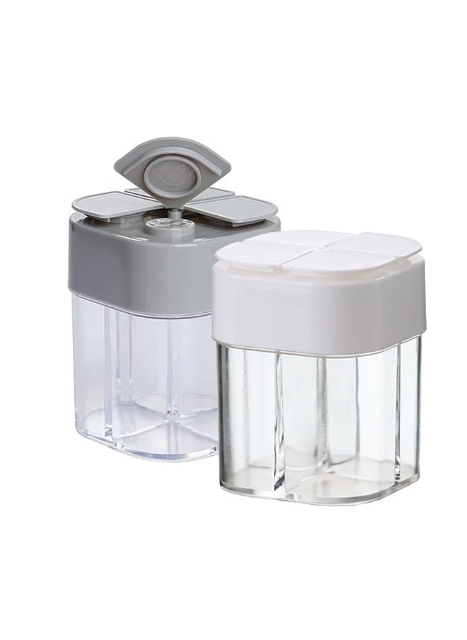 YT 2 Pcs 4 in 1 Spice Container Salt and Pepper Shaker Transparent Seasoning Shaker Can Filter Lumps Spice Jars Sealing and Moisture-Proof for Home Restaurant Camping Travel Cooking BBQ Grey/White  - Image 1