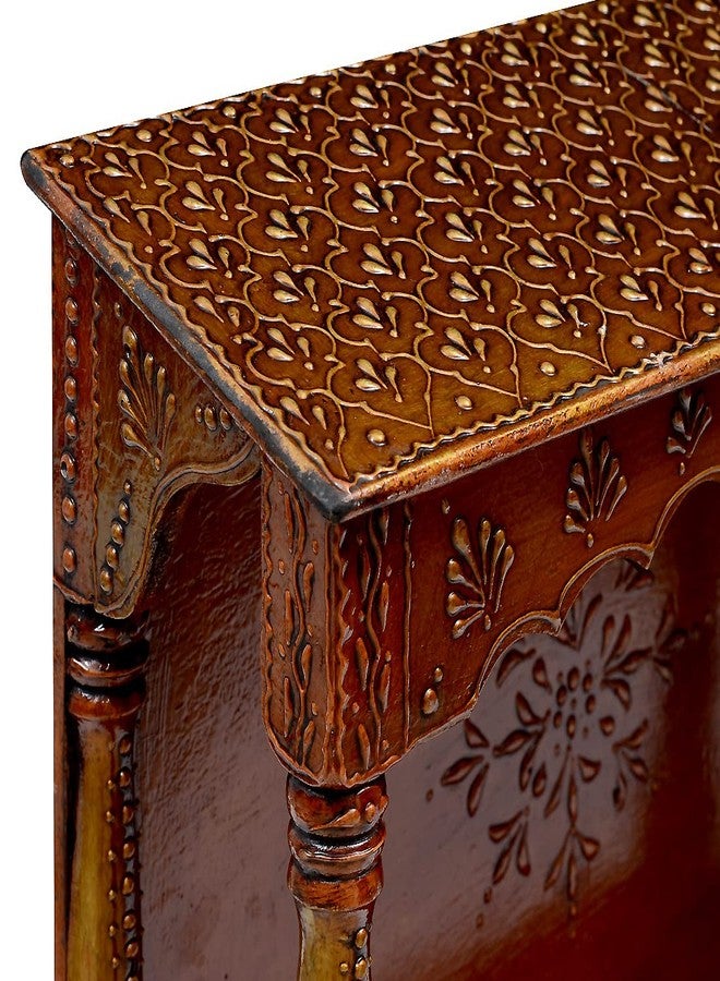 Medieval Arts Handcrafted Wooden Hanging Big Hut Temple/Mandir/Pooja Ghar (Color: Copper,Size: 19 x 6 x16 inch) - Image 5
