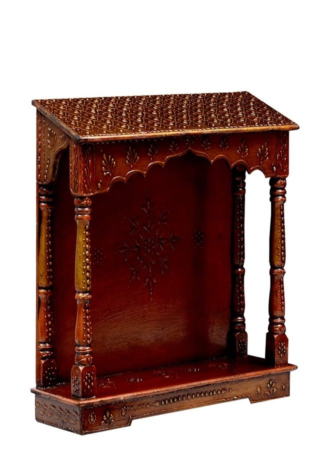 Medieval Arts Handcrafted Wooden Hanging Big Hut Temple/Mandir/Pooja Ghar (Color: Copper,Size: 19 x 6 x16 inch) - Image 3