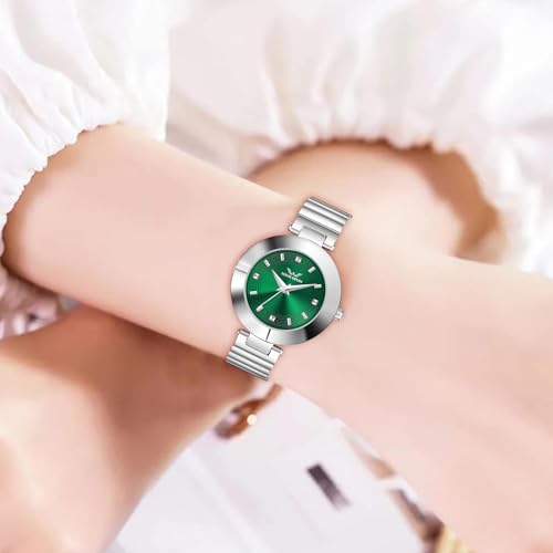 LOUIS DEVIN Stainless Steel Chain Analog Wrist Watch for Women (Green Dial) | LD-ZL176-GRN - Image 4