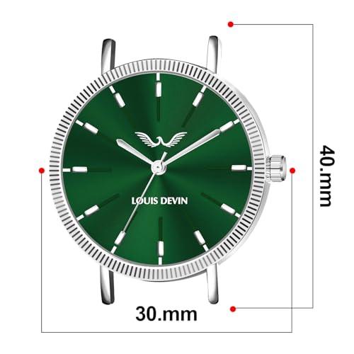 LOUIS DEVIN Stainless Steel Chain Analog Wrist Watch for Women (Green Dial) | LD-ZL176-GRN - Image 5