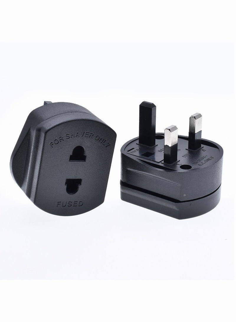 ToolHouse Europe to UK Travel Adapter Plug US to UK Shaver Plug Adapter 2 Pin to 3 Pin 1A with Fuse Black - Image 2