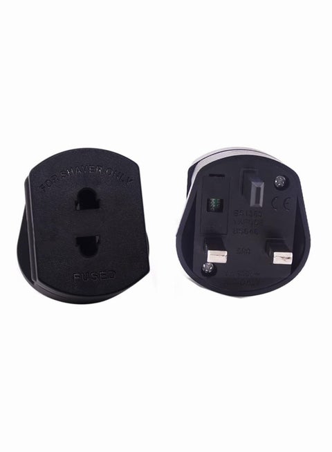 Europe to UK Travel Adapter Plug US to UK Shaver Plug Adapter 2 Pin to 3 Pin 1A with Fuse Black