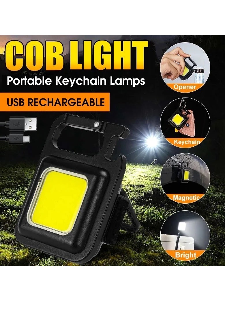 Generic 30 COB Rechargeable LED Light Mini Keychain Work Lamp Multifunctional Indoor Outdoor Flash Light Pocket Clip Work Light 500 Lumens Portable High-Brightness Corkscrew Keychain  - Image 1